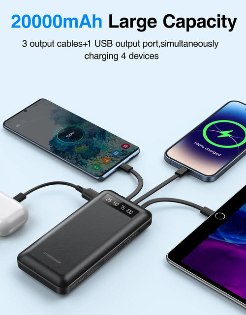 Load image into Gallery viewer, 20000Mah Power Bank Portable Charger with Cables, USB Fast Charging for Phone
