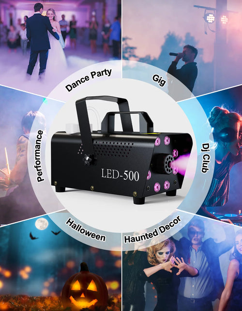 Load image into Gallery viewer, Halloween Smoke Machine, Fog Machine Indoor- 3 Stage LED Lights with 13 Colors &amp; Strobe Effect, with Receiver and Wireless Remote Controls, 4.18 Pounds
