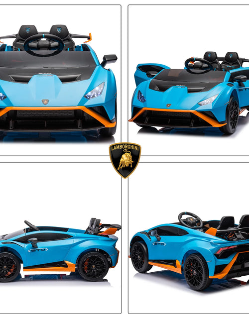 Load image into Gallery viewer, 24V Kids Ride on Car, Licensed Lamborghini STO Electric Car for Boys Girls, 2-Seater Ride on Drift Car with Remote Control, Music, 360° Spin, Max Speed 6Mph, Blue
