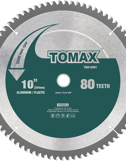 Load image into Gallery viewer, 10-Inch 80 Tooth TCG Aluminum and Non-Ferrous Metal Saw Blade with 5/8-Inch Arbor
