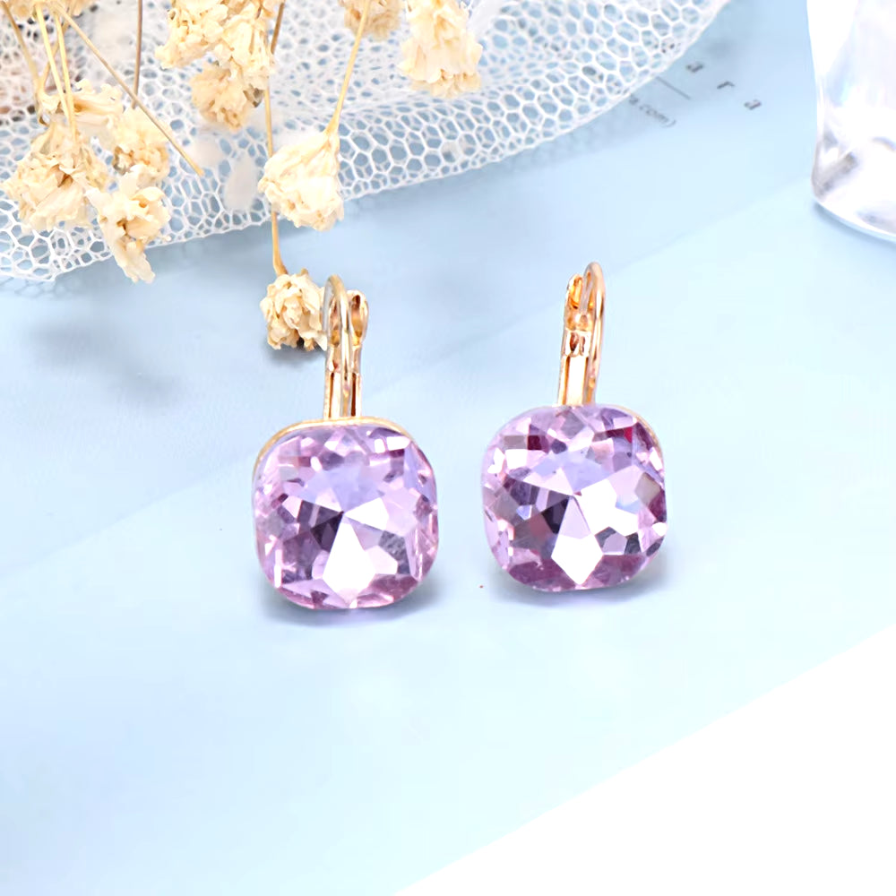 Square Shiny Pendant Earrings Multicolor Wild Earrings Elegant Simple Wedding Earrings Women Girls Jewelry