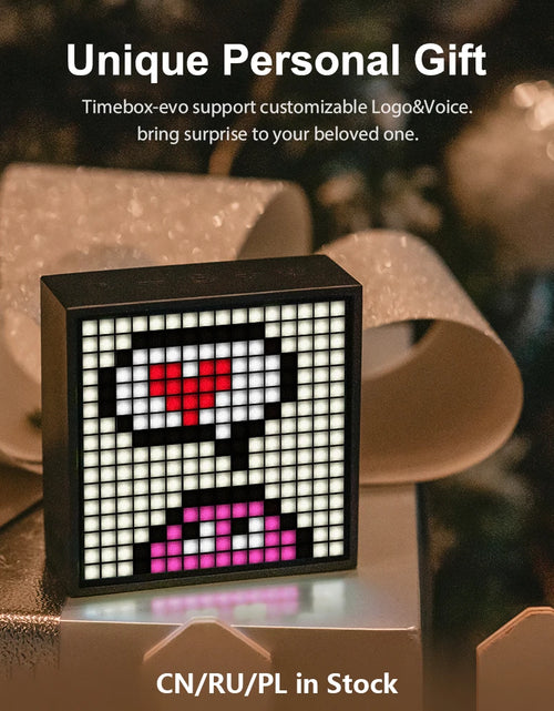 Load image into Gallery viewer, Timebox Evo Bluetooth Portable Speaker with Clock Alarm Programmable LED Display for Pixel Art Creation Unique Gift
