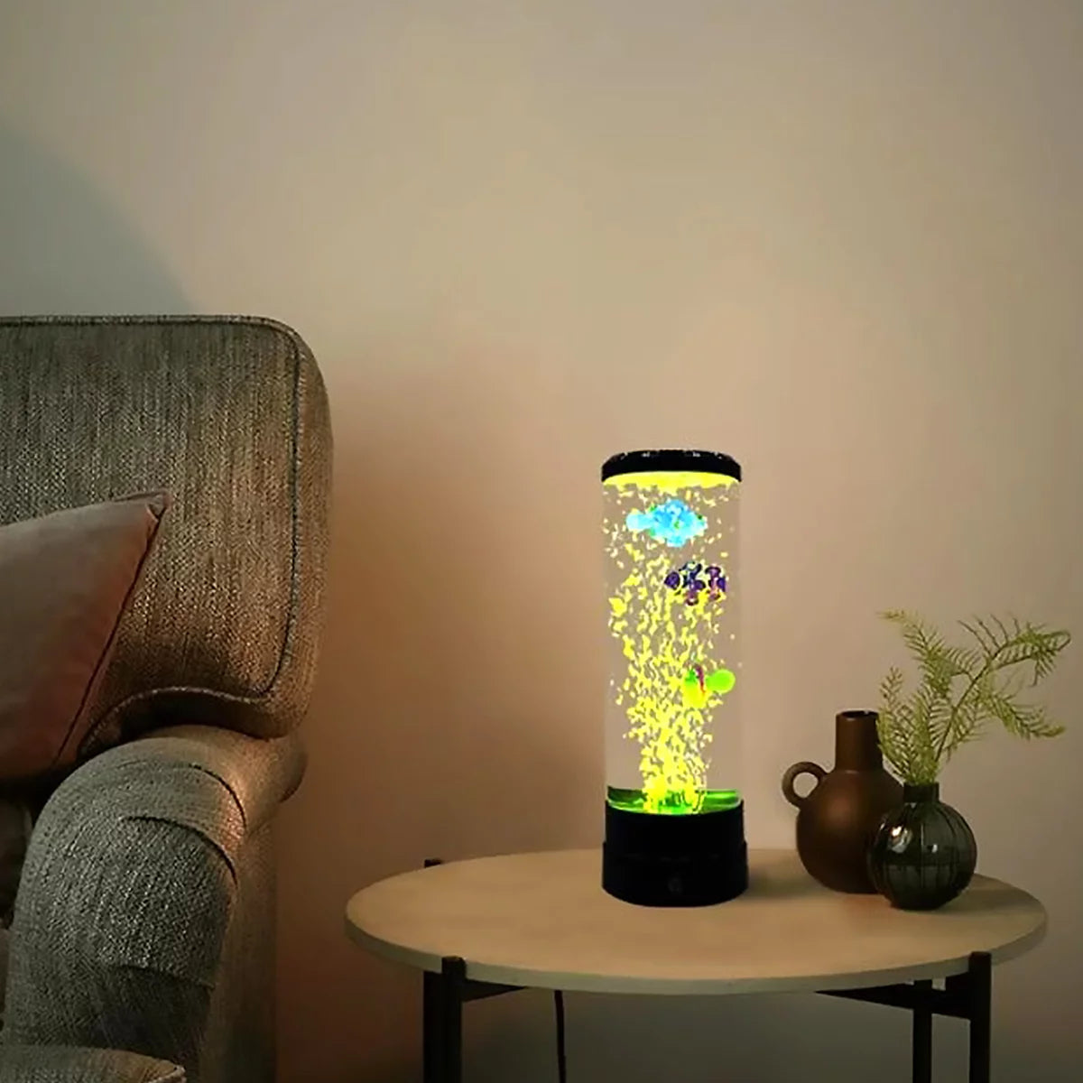 LED Fish Lamp round with Vibrant 6 Color Changing Light Effects. the Large Sensory Synthetic Jelly Fish Tank Aquarium Mood Lamp.Ideal Gift