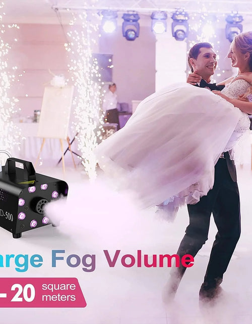 Load image into Gallery viewer, Halloween Smoke Machine, Fog Machine Indoor- 3 Stage LED Lights with 13 Colors &amp; Strobe Effect, with Receiver and Wireless Remote Controls, 4.18 Pounds
