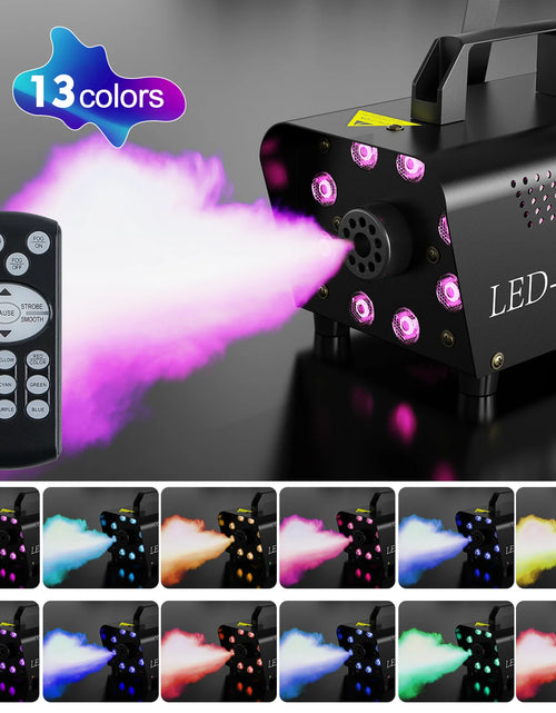 Load image into Gallery viewer, Halloween Smoke Machine, Fog Machine Indoor- 3 Stage LED Lights with 13 Colors &amp; Strobe Effect, with Receiver and Wireless Remote Controls, 4.18 Pounds
