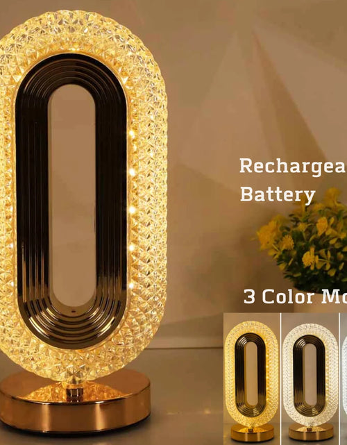 Load image into Gallery viewer, Modern Luxury Oval USB Rechargeable Crystal Table Lamp Living Room Bedroom Bedside Creative Decoration Atmosphere Night Light
