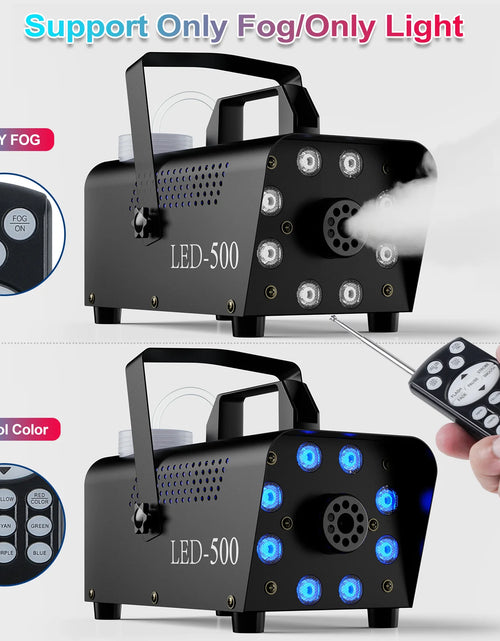 Load image into Gallery viewer, Halloween Smoke Machine, Fog Machine Indoor- 3 Stage LED Lights with 13 Colors &amp; Strobe Effect, with Receiver and Wireless Remote Controls, 4.18 Pounds
