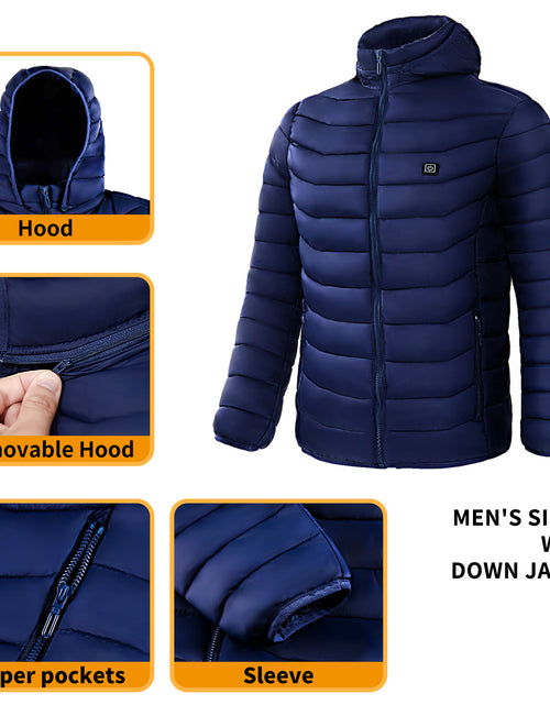 Load image into Gallery viewer, Men Heated Puffer Jacket Electric Heating Coat Insulated Hood Windbreaker
