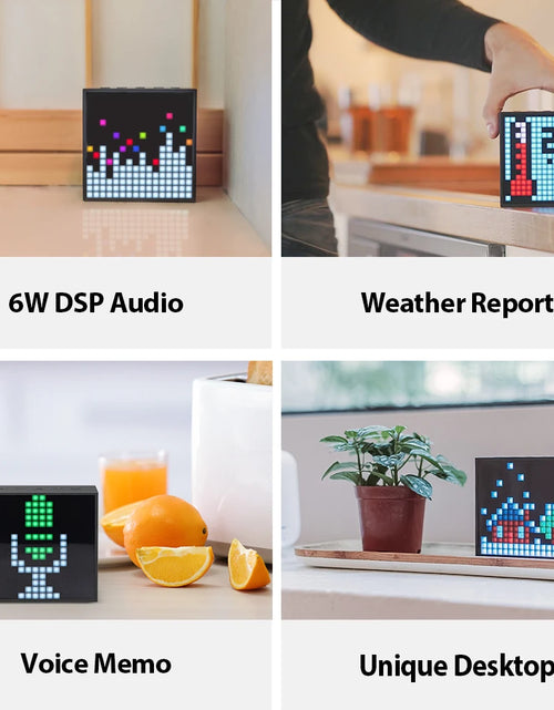 Load image into Gallery viewer, Timebox Evo Bluetooth Portable Speaker with Clock Alarm Programmable LED Display for Pixel Art Creation Unique Gift
