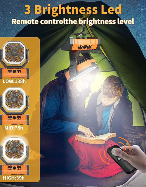 Load image into Gallery viewer, 20000Mah Battery Operated Fan, Portable Rechargeable Desk/Camping Fan with LED Light and Hook, Outdoor Fan for Tent Car Trip
