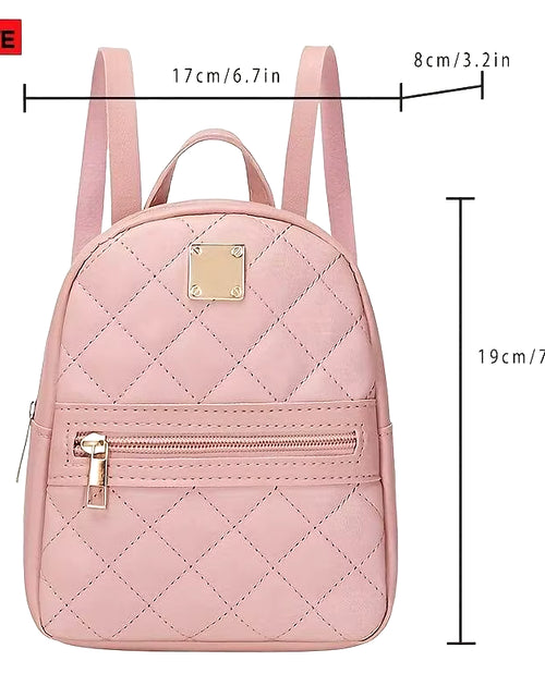 Load image into Gallery viewer, Women&#39;S Cute Small Backpack Rhombic Pattern Backpack with Adjustable Strap Zipper Casual Shoulder Black Mobile Bag
