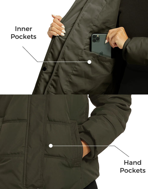 Load image into Gallery viewer, Women&#39;S Winter Coat Quilted Puffy Coats Puffer Jacket Parka with Hood Army Green L
