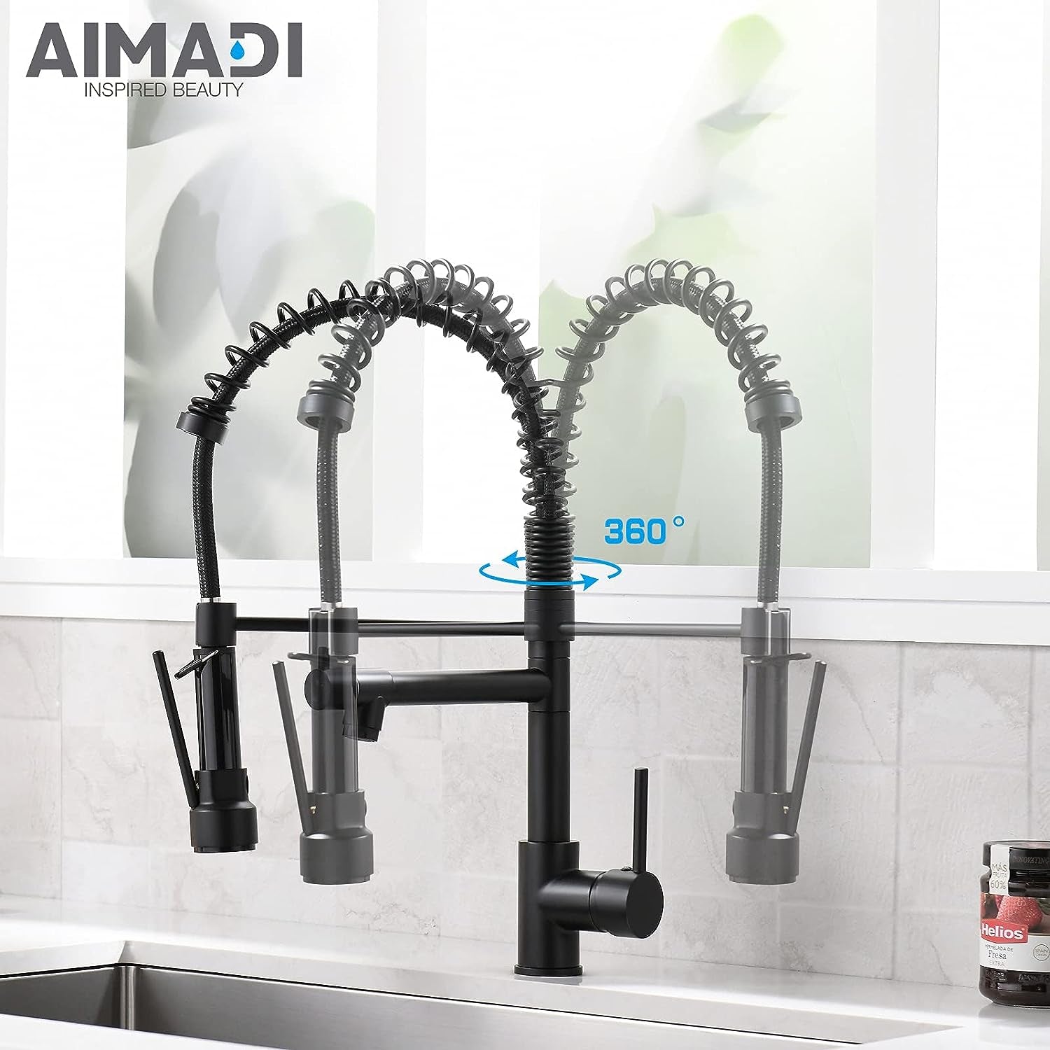 Kitchen Faucet,Kitchen Faucets with Pull down Sprayer  Commercial Style Single Handle Matte Black Kitchen Faucet with Sprayer