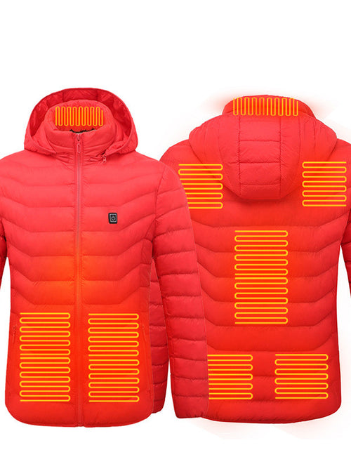 Load image into Gallery viewer, Men Heated Puffer Jacket Electric Heating Coat Insulated Hood Windbreaker
