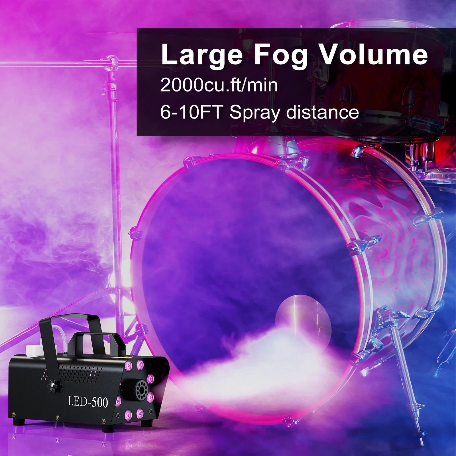 Halloween Smoke Machine, Fog Machine Indoor- 3 Stage LED Lights with 13 Colors & Strobe Effect, with Receiver and Wireless Remote Controls, 4.18 Pounds