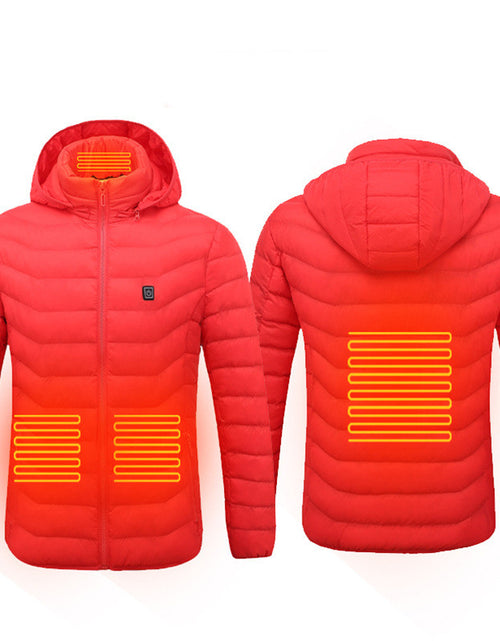 Load image into Gallery viewer, Men Heated Puffer Jacket Electric Heating Coat Insulated Hood Windbreaker
