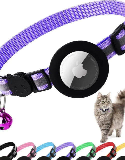 Load image into Gallery viewer, ATUBAN Airtag Cat Collar Breakaway, Reflective Kitten Collar with Apple Air Tag Holder and Bell for Girl Boy Cats, 0.4 Inches
