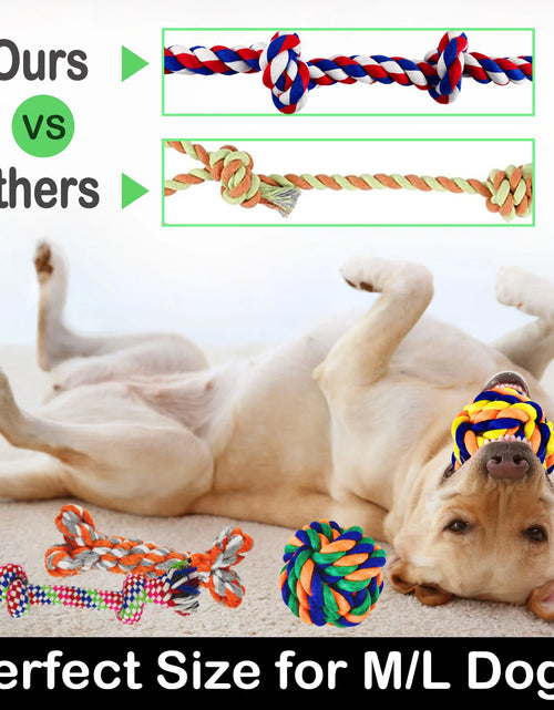 Load image into Gallery viewer, Tough Dog Rope Toys for Aggressive Chewers, 9 Pack Durable Dog Chew Toys for Medium Large Breeds, Puppy Teething Chew Toys, Tug of War Dog Toy, Heavy Duty Dental Cotton Rope Dog Toys
