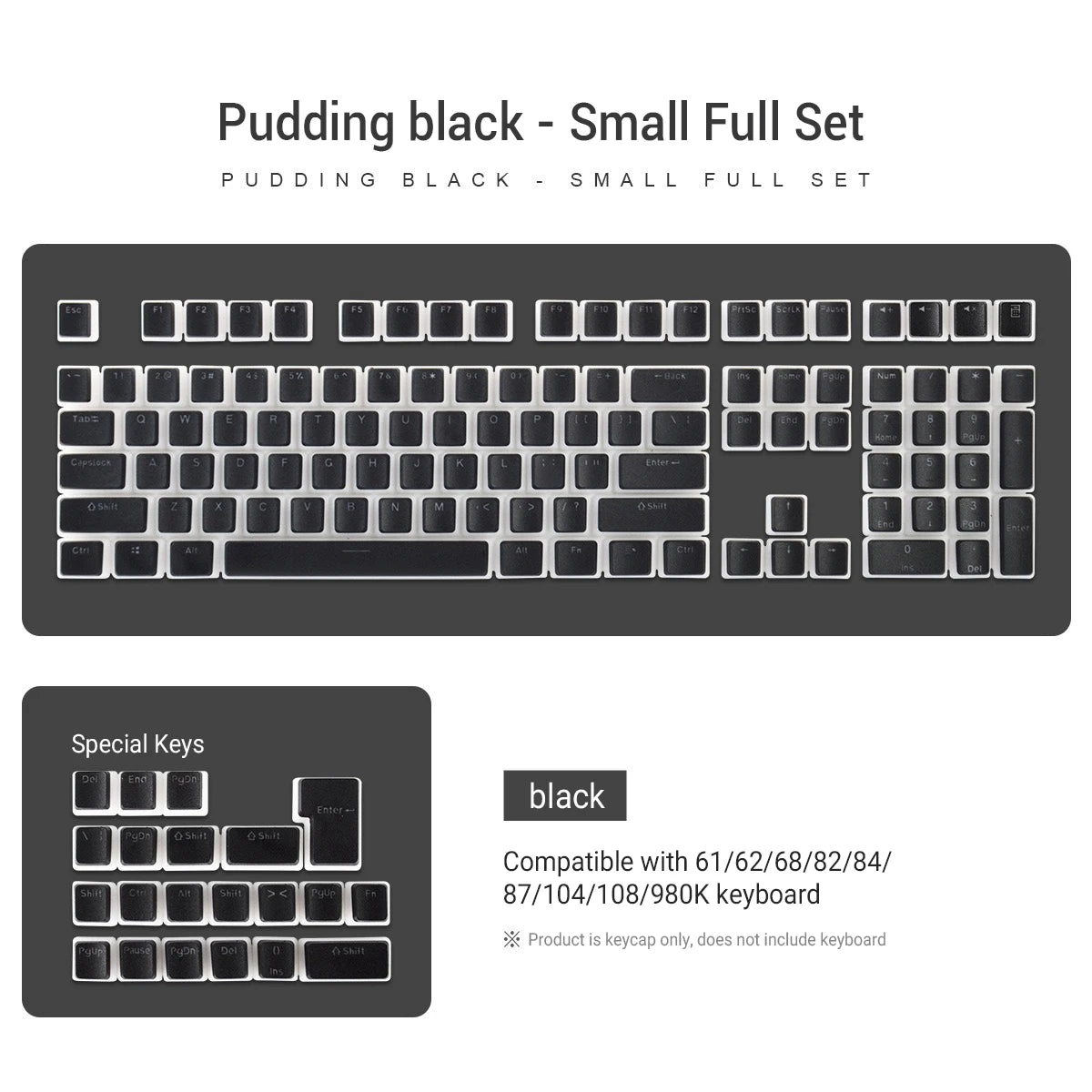 129 Keys Pudding Keycaps OEM Profile PBT Double Shot Keycap for Mx Switch Mechanical Keyboard ISO Layout RGB Backlit Key Caps