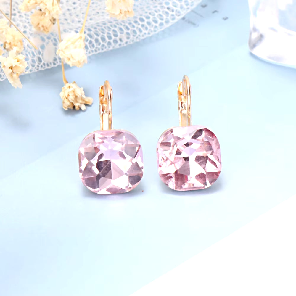 Square Shiny Pendant Earrings Multicolor Wild Earrings Elegant Simple Wedding Earrings Women Girls Jewelry